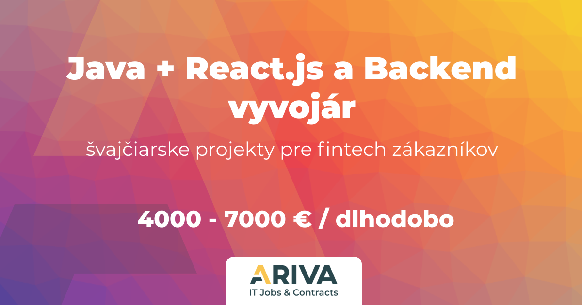 Java + React.js a Backend vyvojár | ARIVA